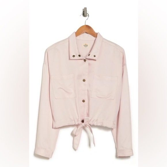 Marine Layer Jacket Women's Size Small Rosewater Pink Oslo Crop Tie Waist Boxy - Picture 4 of 13